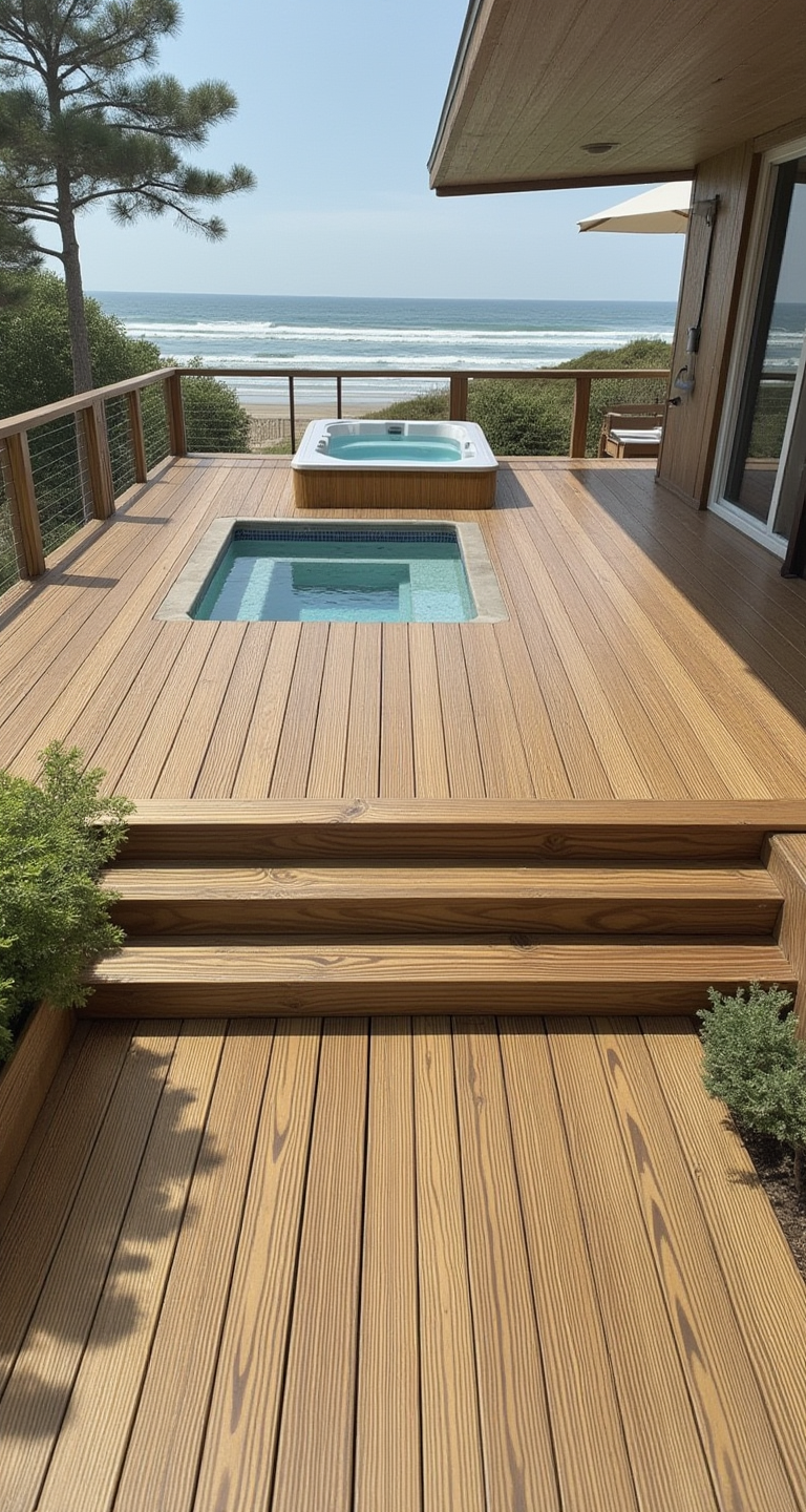 Antique Heart Pine decking — 100% solid, thermally modified, waterproof hardwood with lifetime warranty