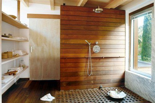 100% waterproof solid wood for showers and wet areas – thermally modified White Oak, Antique Heart Pine, and Cypress