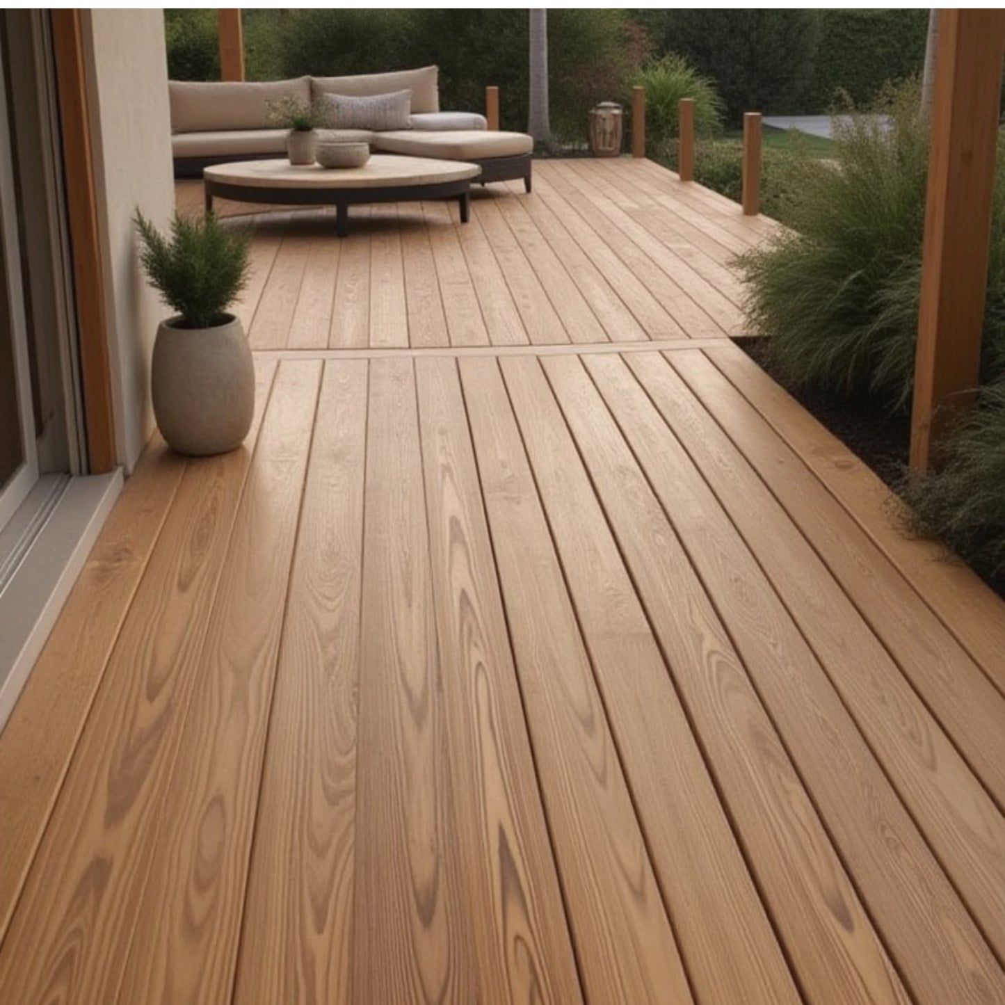 Waterproof Cypress flooring — real solid wood for concrete, basements, bathrooms, and wet areas. Thermally modified, 100% green, built to last.